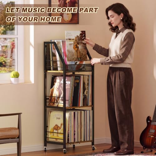 Emfogo Vinyl Record Storage Holder for 300 Albums, 3-Tier - Image 8