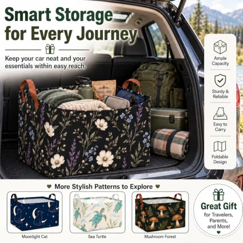 Hydrangea Car Trunk Organizer, Foldable Auto Storage - Image 8