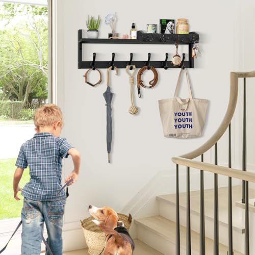 27.5" Wall Mount Coat Rack with Shelf, Key Holder & Mail - Image 7