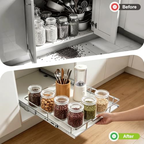 Pull Out Cabinet Organizer 20" W X 21" D, Chrome - Image 8