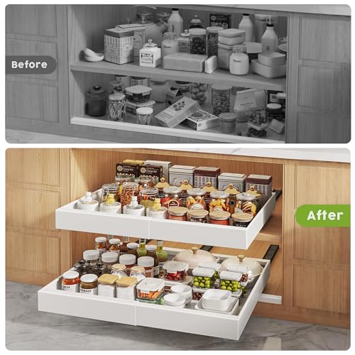 2 Pack Pull Out Cabinet Organizers 21"Deep with Raising - Image 7