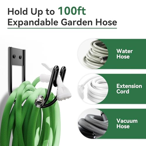 Black Metal Garden Hose Holder - Wall Mounted Water Hose - Image 8