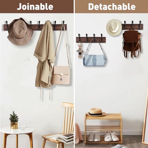 Kuhome 32.2'' Large Coat Rack Wall Mount Coat Hooks Coat - Image 8
