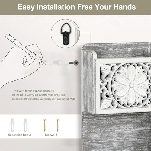Mail Organizer Wall Mounted, 2 Slots Key Holder for Wall - Image 8