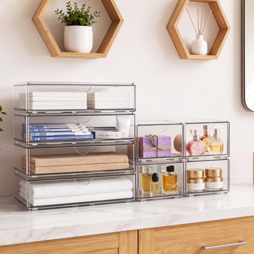 6 Pack Acrylic Stackable Storage Drawers & Boxes, Plastic - Image 8