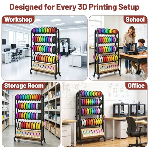 3D Printer Filament Storage Rack with Wheels, 5-Tier - Image 8