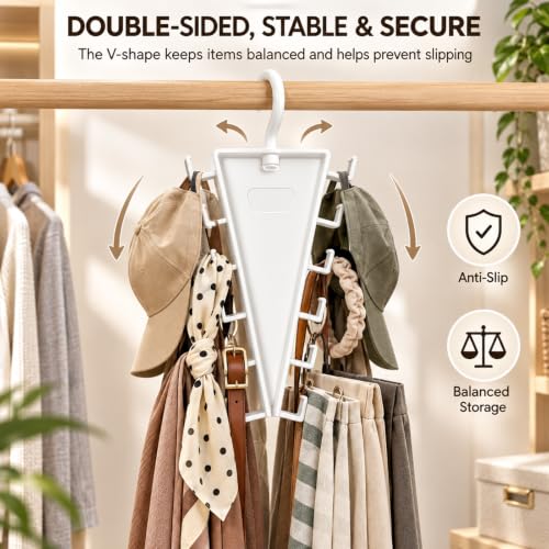 3Pcs V-Shaped Hanger Organizer, 12 Hooks Rotating Closet Hangers - Image 8