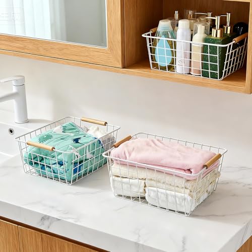 LeleCAT White Wire Baskets for Organizing with Handl | All Products - Image 8