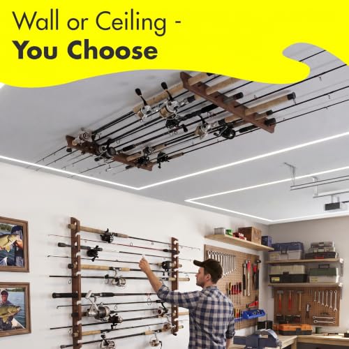 Rush Creek Creations 12-Rod Wall/Ceiling Fishing Rack - Image 8