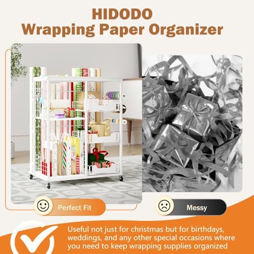 Wrapping Paper Organizer Storage with Wheels, Rolling Gift - Image 7