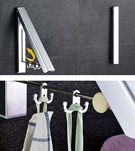 2 Pack Retractable Clothes Rack - Wall Mounted Folding - Image 6