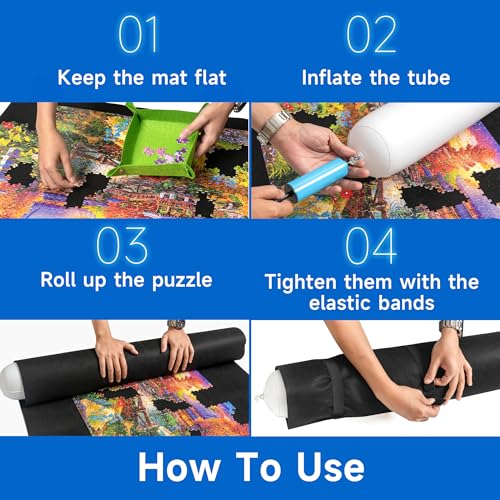 Puzzle Mat Roll Up to 2000 Pieces - 51"x 34" Extra | Home Organization - Image 7
