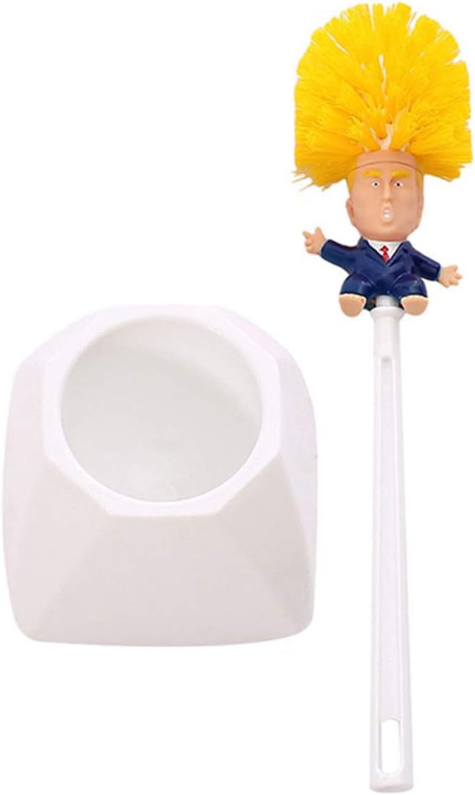 Toilet Brush and Holder Set Cleaner Make Toilet Great Again Funny Toilet Scrubber (White Handle)