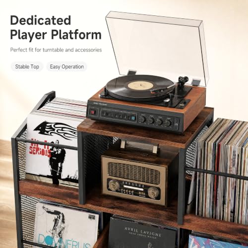 KirKical 3-Tier Large Capacity Record Player Stand, Holds Up - Image 7