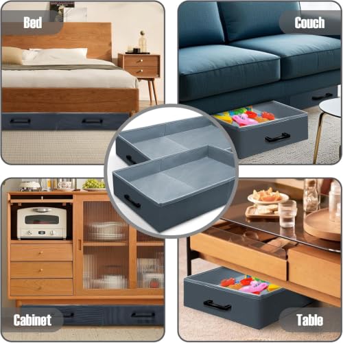 LILXIU Under Couch Storage, 2 Pack Foldable Under Sofa Storage - Image 8