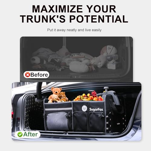 Foldable Car Trunk Organizer, 2 Compartments, Midsize, Black - Image 8