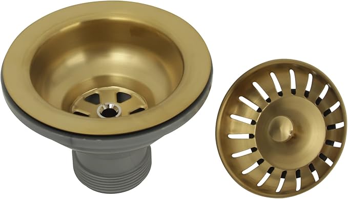 Akicon Kitchen Sink Stopper Replacement for 3-1/2 Inch Standard Strainer Drain, Solid Brass with Post Styled Basket