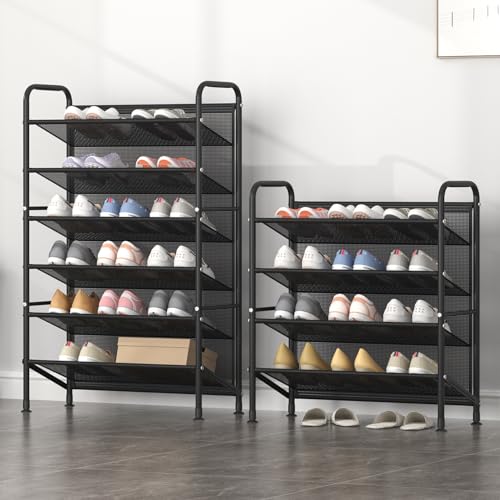 6 Tier Shoe rack for closet Mesh fabric narrow Metal shoe racks - Image 8
