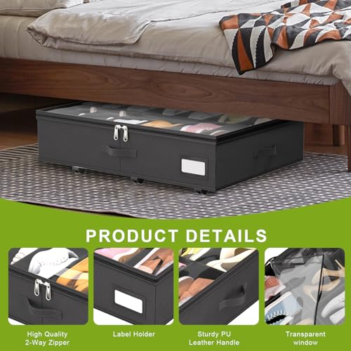 Under Bed Shoe Storage with Wheels, Fits 24 Pairs - Image 7
