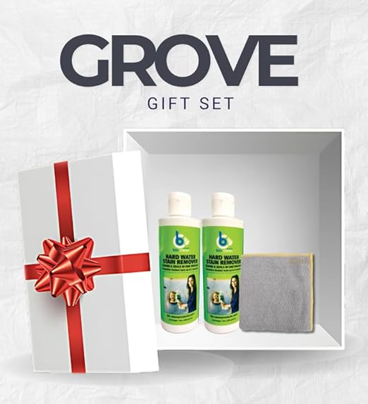 Bio-Clean 10 oz Hard Water Stain Remover 2x Bundle with Microfiber Cleaning Cloth β Removes Water Spots, Soap Scum, Mineral Deposits & More from Glass, Metal, and Surfaces β Gift Set (3 Items)