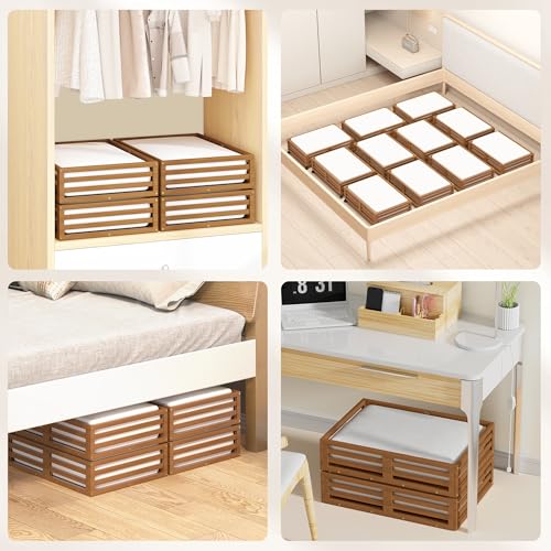 2 Packs Bamboo Under Bed Storage Organizer with Wheels - Image 7