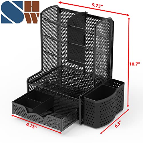 Simple Houseware SHW 6-Compartment Desktop Organizer with Drawer - Image 7