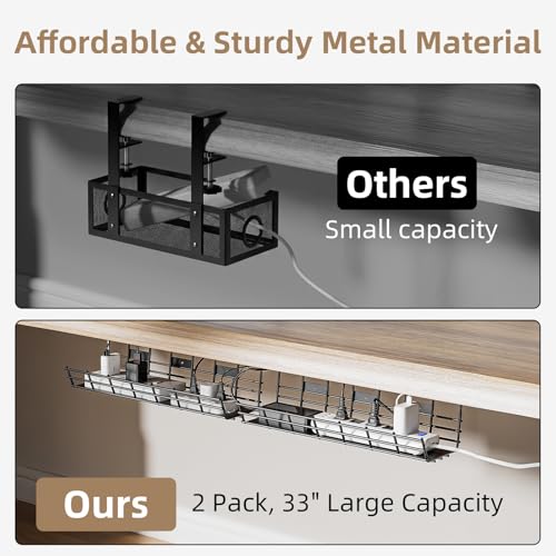 2 Pack DELAMU Under Desk Cable Management Tray, Larg | All Products - Image 7