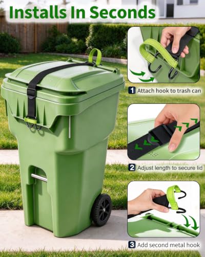 Trash Can Lock Raccoon Proof, Adjustable Straps with Metal - Image 8
