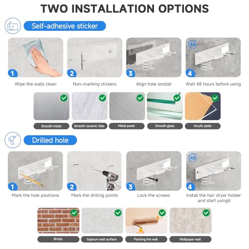 Hair Dryer Holder Wall Mounted,Blow Dryer - Image 8