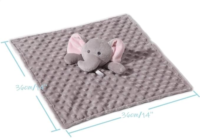 CREVENT Baby Welcome Gift Set Storage Basket with 2 Blankets+ 1 Security Blanket + 1 Taggie + 1 Gift Bag with Ribbon (Grey)