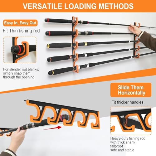 2 Pack Horizontal Fishing Rod Holders for Garage Wall & - Image 8