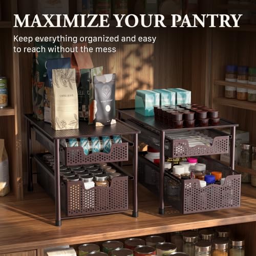 Simple Houseware Stackable 2 Tier Sliding Basket Organizer - Image 8