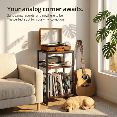 3-Tier Record Player Stand, with Storage, 28" H, Rustic - Image 7