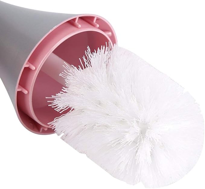 Toilet Bowl Brush and Holder, Creative Toilet Brush Set with Stainless Steel Base (Silver)