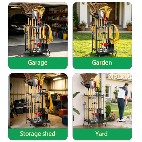 Garden Tool Organizer Rack with Wheels Up to 35 Tools | - Image 8