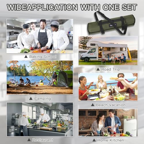 Chef Knife Roll Bag,Waterproof Waxed Canvas Knife Case Holds - Image 8