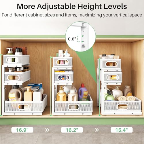 Kitstorack Under Sink Organizer, 2-Pack 3-Tier Height - Image 7