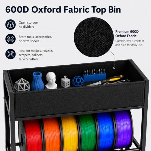 MAYJOY 3D Printer Filament Storage Rack with Wheels, Top Bin - Image 8