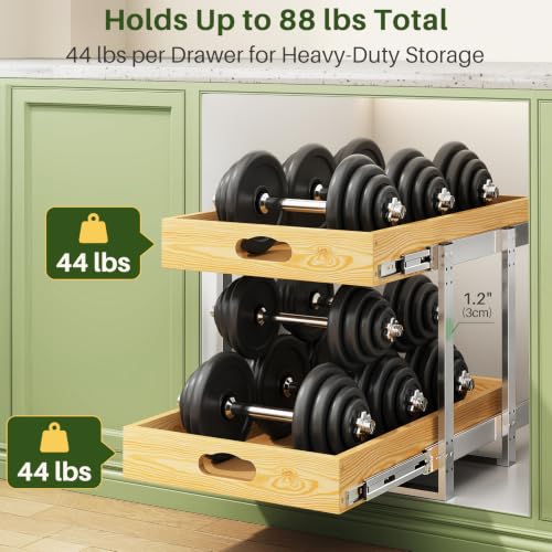 Pull Out Cabinet Organizer, 2-Tier Soft Close Slide Out Drawer - Image 7