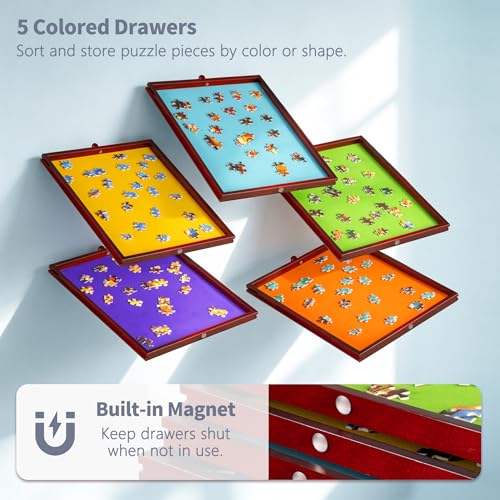 Becko US 1500 Piece Tilting Puzzle Table with 5 Drawers & - Image 7