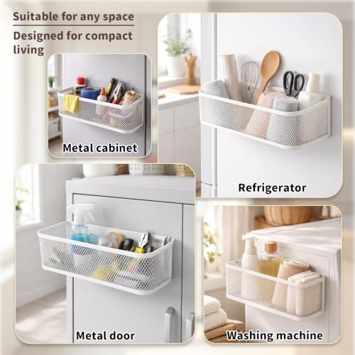 XIHIRCD 2pcs Magnetic Laundry Washer Shelf Organizer (White) - Image 8