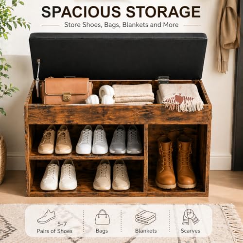HOOBRO Shoe Storage Bench with Cushion, 32.3" Entryway Bench - Image 7