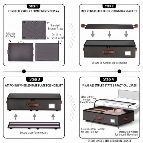 UnderBed Storage with Wheels, 12 inches height under bed - Image 7
