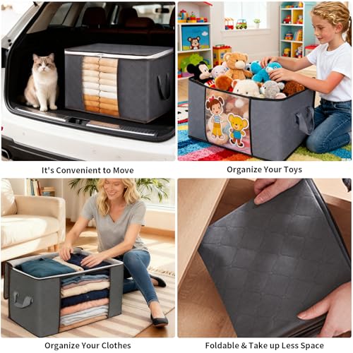 60L Extra Large Clothes Storage Bags, 6 Pack Blanket & Clothing - Image 8