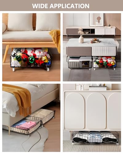 4 Pack Larger Under Bed Storage With Wheels,Rolling Under - Image 7