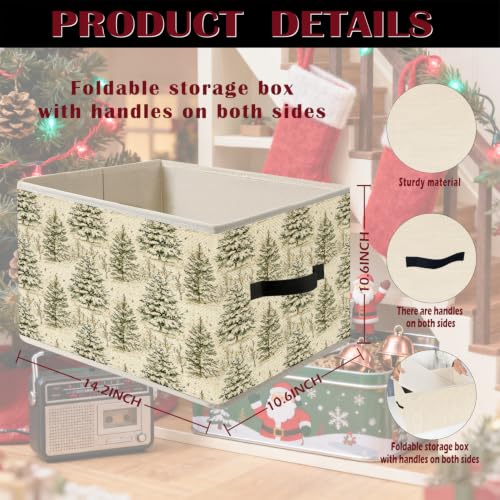 Retro Christmas Tree Storage Bin Box with Handles, Classic - Image 8