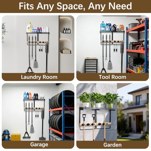 Broom Holder Wall Mount, Broom and Mop Organizer Wall Hanging - Image 8