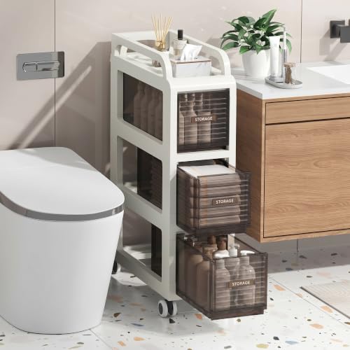 Bathroom Storage with Drawers, 7.87" Wide Slim Cabinet - Image 7