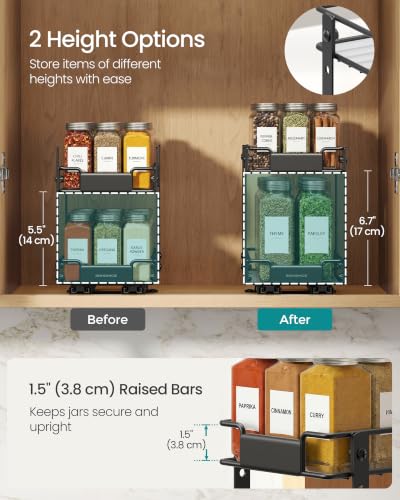 SONGMICS Spice Rack Organizer for Cabinet, Pull Out 2 Tier - Image 7