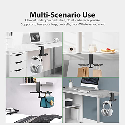 Dual Headphone Stand Hanger Under Desk, 360 Degree - Image 7